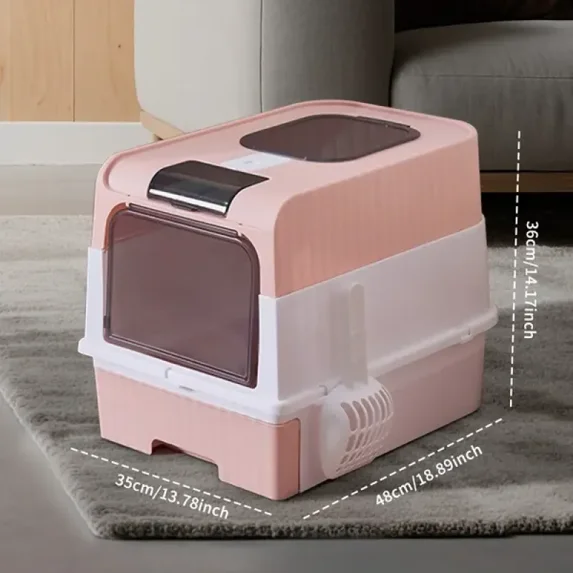Modern Smart Cube Cat Litter Box, Automatic Hands-Free Cleaning Design, Silent Durable Hygienic Cat Toilet with Spacious Interior for Indoor Multi-Cat Household Use