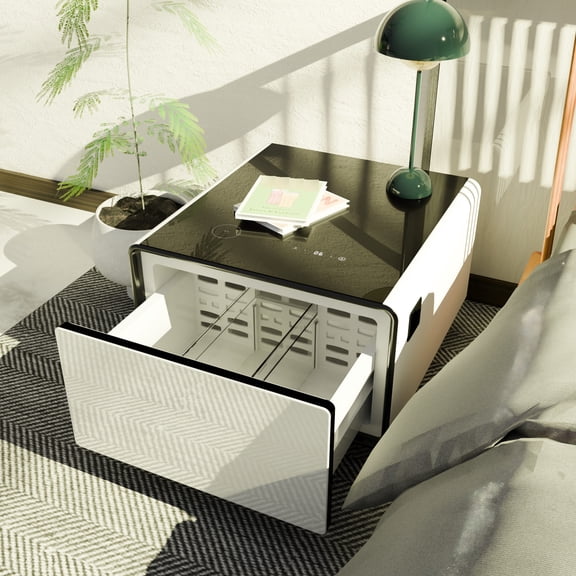 Modern Smart Side Table | Induction Light, Removable Door Seal for Fridge | ABS Material for Long - lasting Use | Solves Charging and Storage Problems