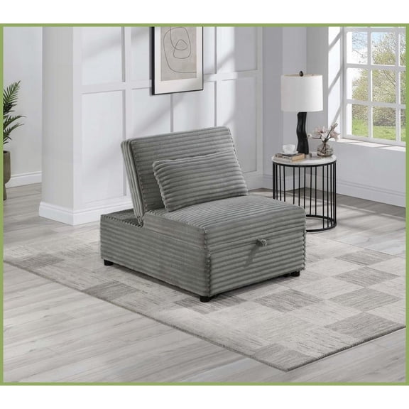 Modern Smoke Wide-Welt Corduroy Convertible Sleeper Sofa Chair with Pillow – Ideal for Small Spaces