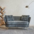 thumbnail image 1 of Modern Sofa with 2 Pillows and Golden Metal Legs, Velvet Upholstered Couch with Thickened Cushion and Curved Backrest, Comfy Loveseat for Living Room Bedroom Apartment, Grey., 1 of 9