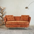 thumbnail image 1 of Modern Sofa with 2 Pillows and Golden Metal Legs, Velvet Upholstered Couch with Thickened Cushion and Curved Backrest, Comfy Loveseat for Living Room Bedroom Apartment,Orange., 1 of 9