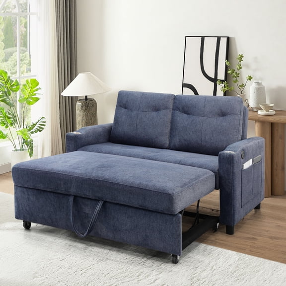 Modern Sofa Bed with Toss Pillows, USB Charging / Comfortable and Convenient Rest in Home