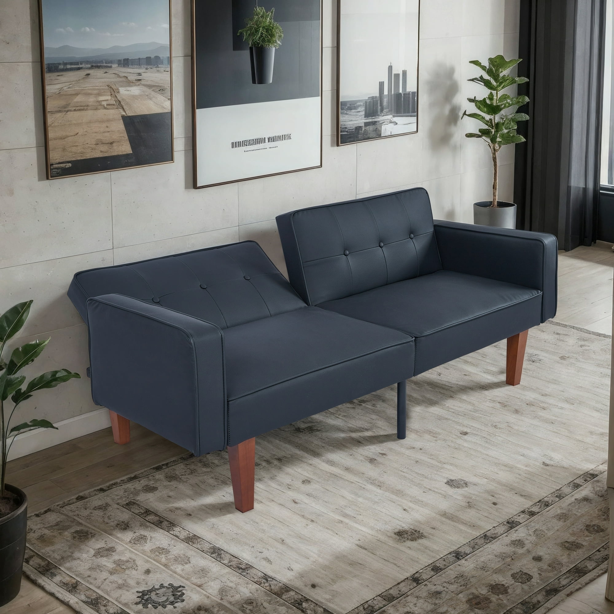Modern Convertible Memory Foam Futon Sofa Bed/Couch, Adjustable ...