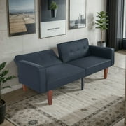 Modern Sofa, Convertible Memory Foam Futon Sofa Bed with Adjustable Armrests and Backrest,Gray