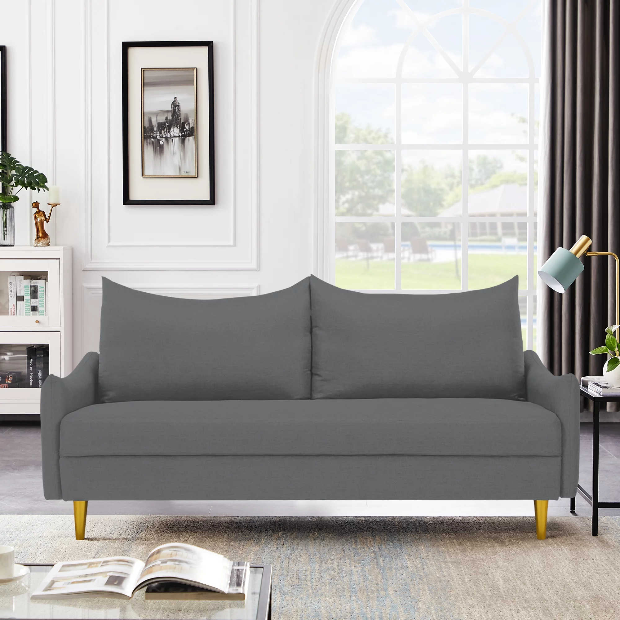 Modern Sofa Couch, Upholstered 2-Seat Loveseat Sofa for Living Room ...