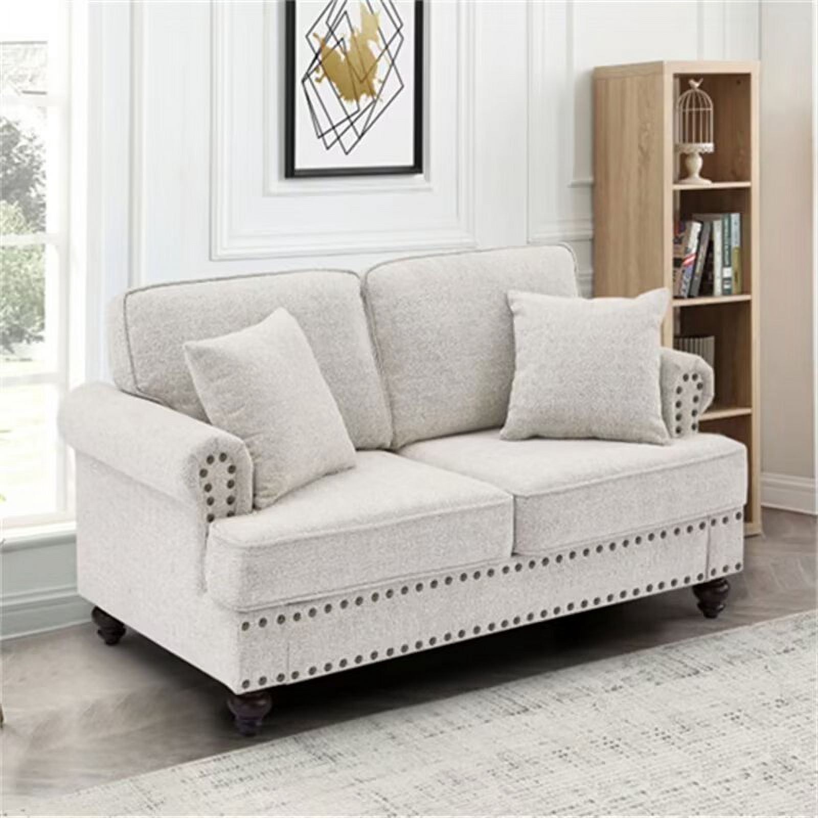 Modern Sofa for Living Room, 61" Mid-Century Boucle Fabric Tufted ...