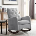 thumbnail image 1 of Modern Sofa Rocking Chair, High Backrest Fabric Rocker Chair with Two Side Pocket and Wooden Base, Upholstered Wingback Living Room Chairs for Reading Room, Bedroom, Office, Light Grey, 1 of 7