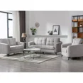 thumbnail image 1 of Modern Sofa Set 3pc Sofa Loveseat Chair Tufted Light Gray Fabric Upholstered Stylish Comfortable Living Room Furniture, 1 of 6