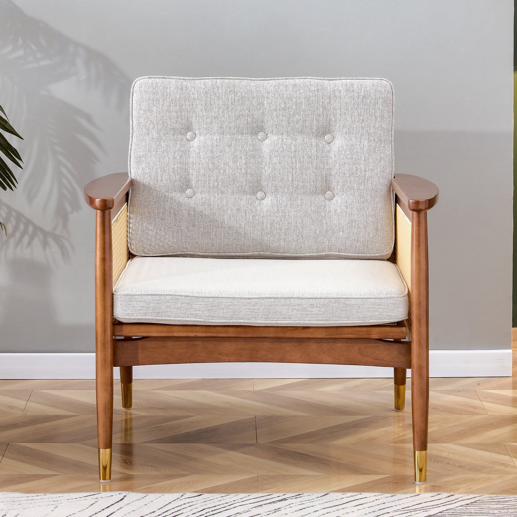 Modern Sofa Solid Wood Armchair with Minimalist High Rebound Sponge ...