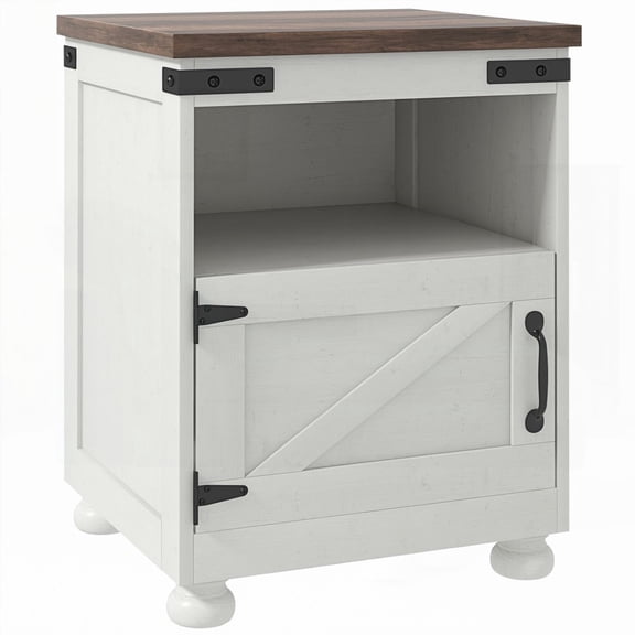 Modern Sofa Table - Open Shelf, Cupboard & Wood Legs for Living Room, White