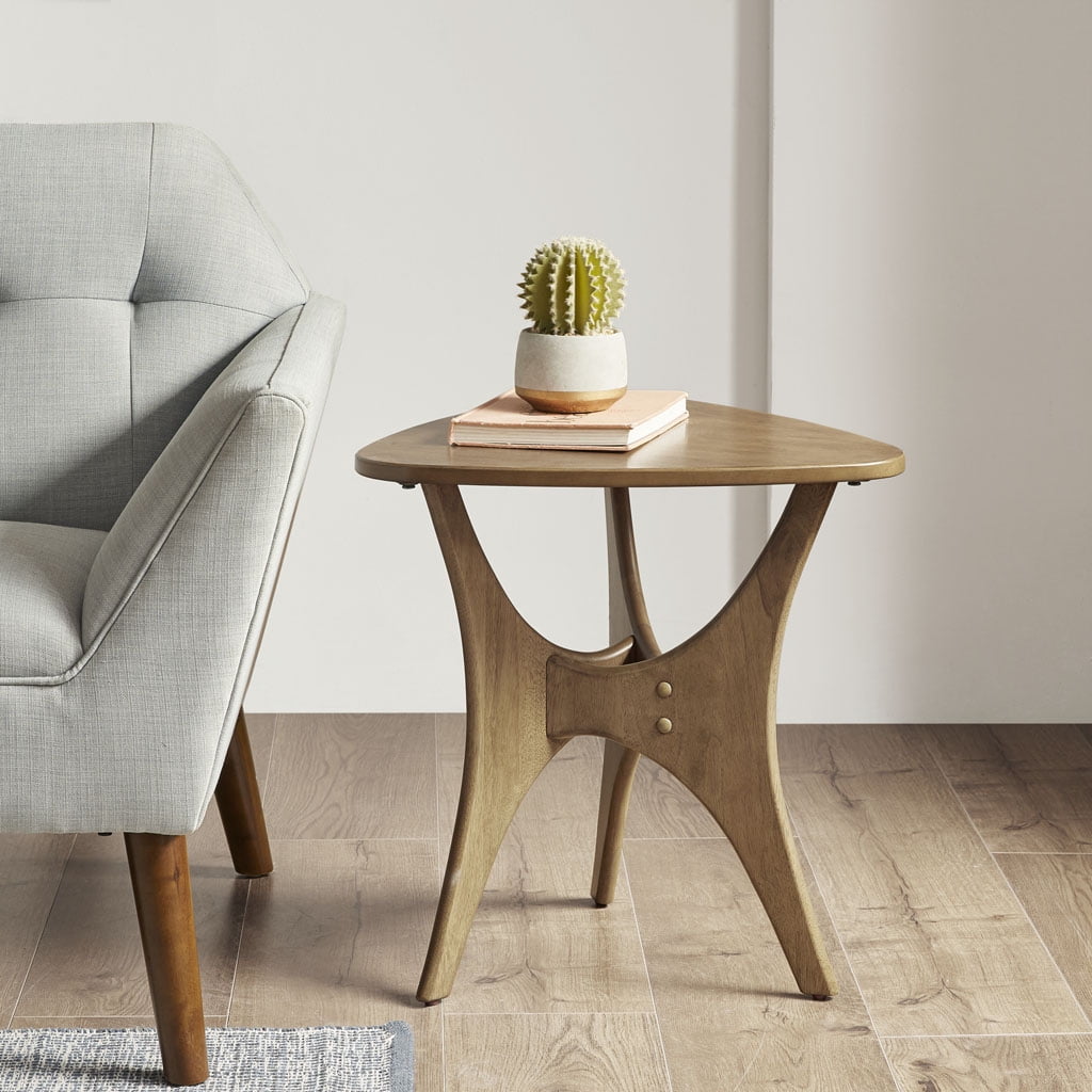 Modern Sofa Table Wood Triangle Sofa Table with Solid Wood Legs