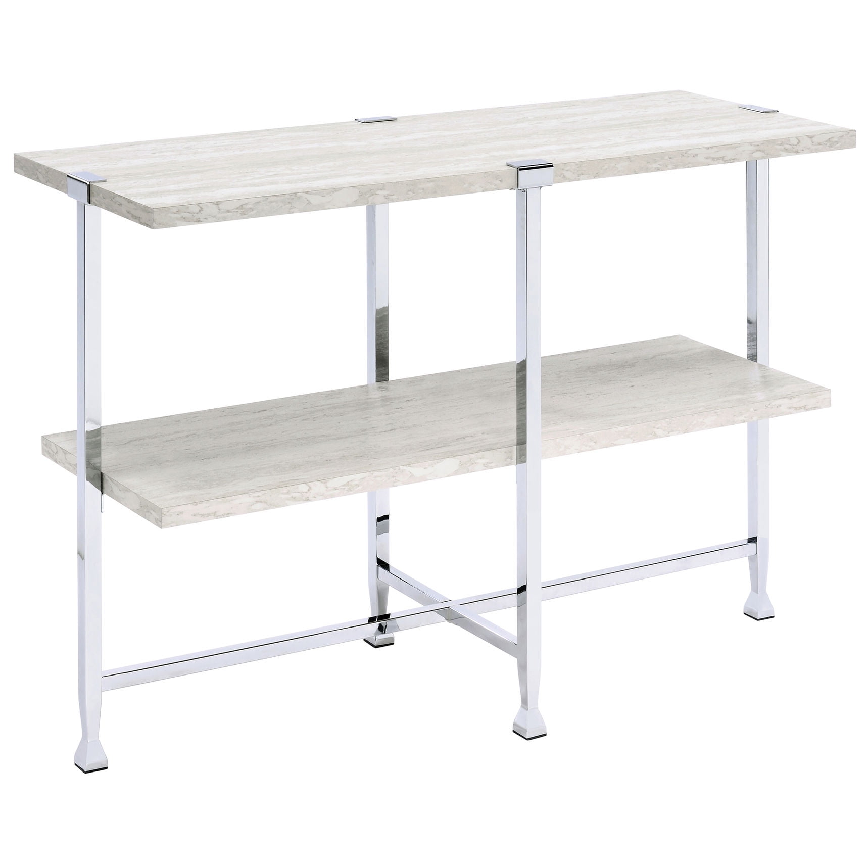 Modern Sofa Table in White Oak and Chrome / Sturdy Support & Visual ...