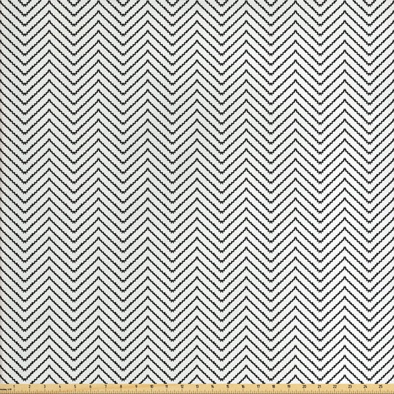 Ambesonne Modern Fabric by the Yard Upholstery, Zig Zag Triangle Print, 10 Yards, White Black