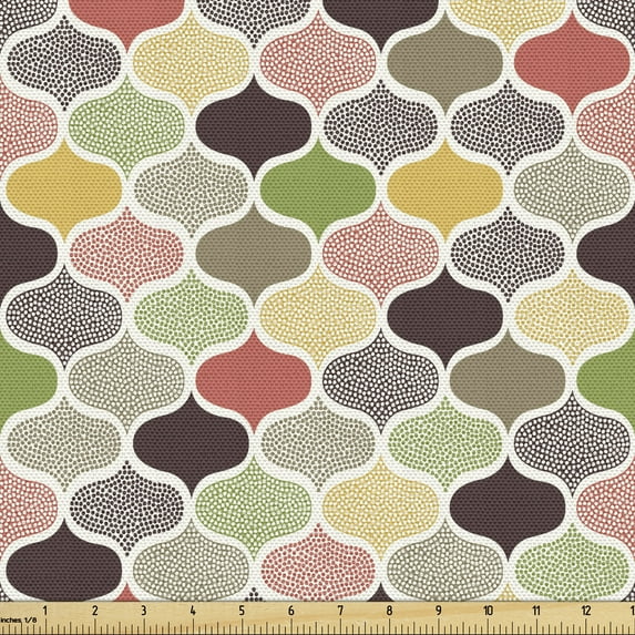 Ambesonne Modern Fabric by the Yard Upholstery, Oriental Morrocan Design, 1 Yard, Multicolor