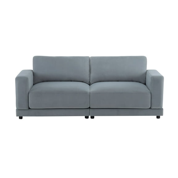Modern Sofas 81'' Modern Square Arm Sofa with Soft Velvet Upholstery, Deep Cushions, and Sturdy Legs in Gray for Living Room or Bedroom",Rustic Sofas