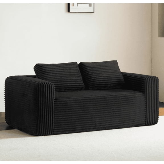 Modern Sofas Cloud Loveseat Sofa Couch in a Box, 2 Seater Boneless Couch, Comfy Deep Seat Corduroy Sofa, Compressed, No Assembly, Memory Foam, Modern Small Couches for Small Spaces, Apartement,Rusti