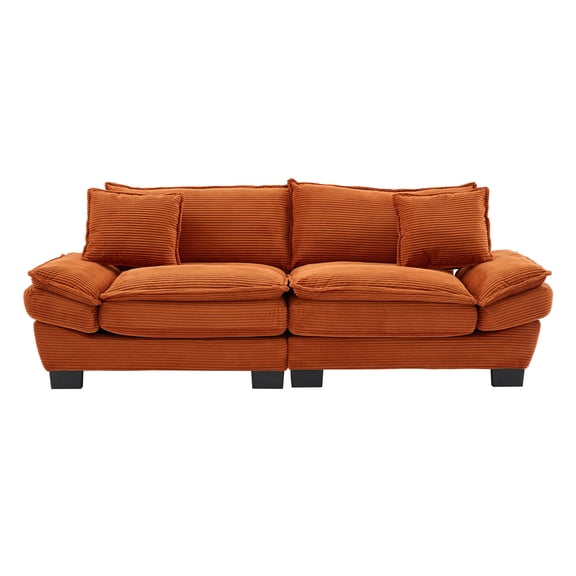 Modern Sofas Corduroy Sofa Sleeper Couch Loveseat Sofa with Pillows Comfy Upholstered Deep Seat Sofa for Bedroom,Living Room,Apartment,Office,Dorm-Orange Corduroy,Fabric Sofas