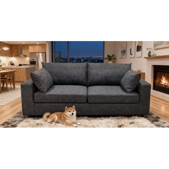 Modern Sofas Modern 78" Upholstered Sofa with Deep Cushions & Removable Pillows,Rustic Sofas