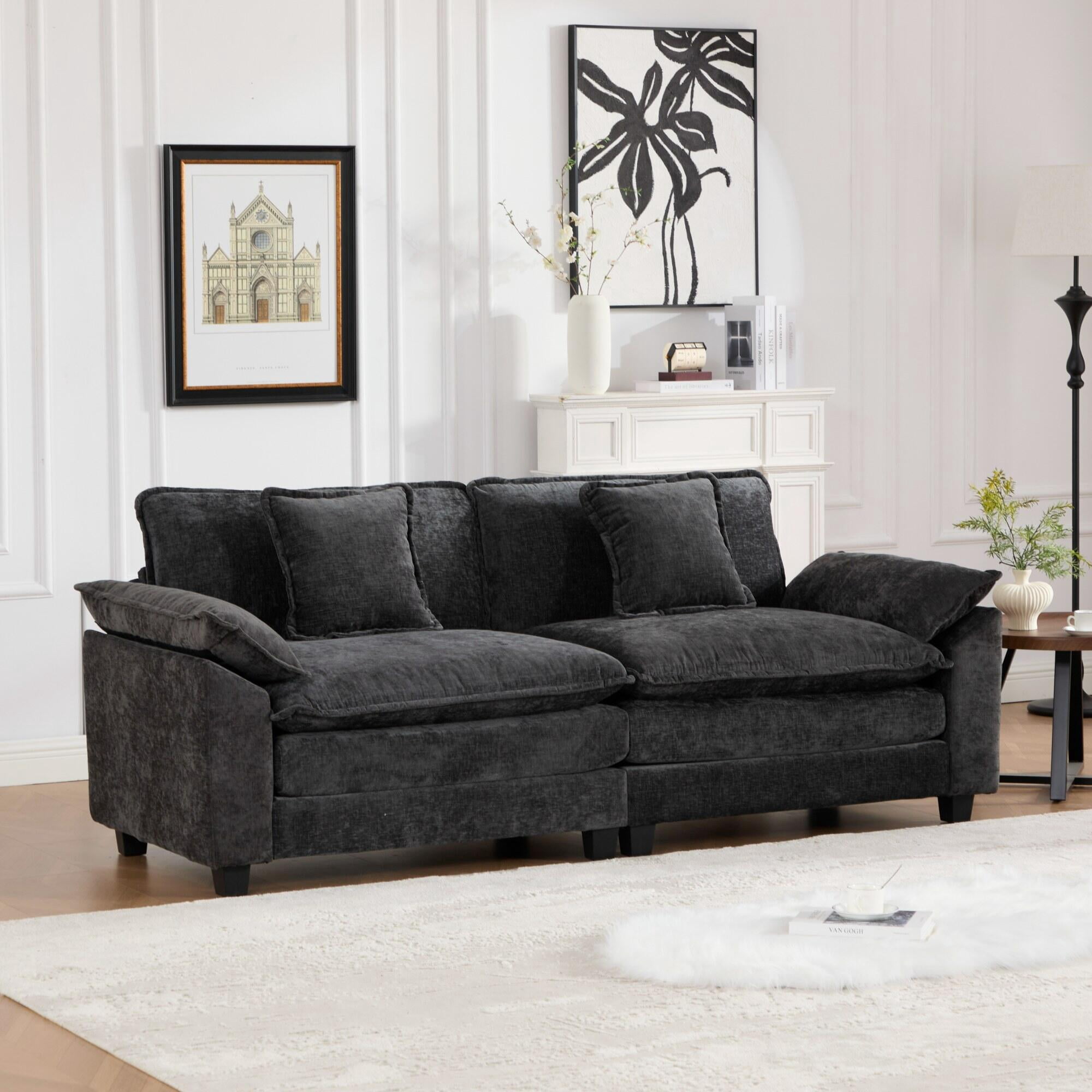 Modern Sofas Wider Armrest LoveSeat (Ottoman is not included), Modern Sectional Couch, for Living Room Bedroom and Apartment, Comfy Double Layer Upholstered Seat Cushion, Breathable Chenille Fabric,