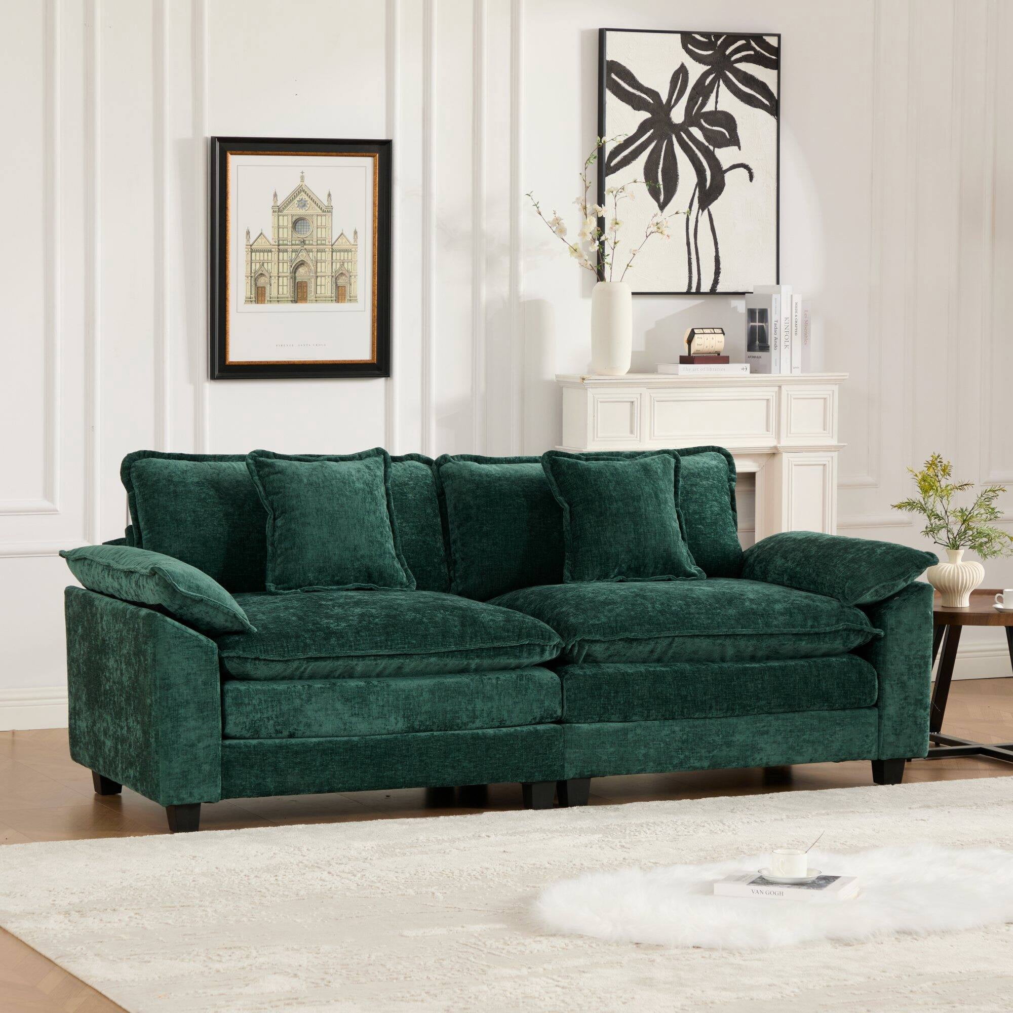 Modern Sofas Wider Armrest LoveSeat (Ottoman is not included), Modern Sectional Couch, for Living Room Bedroom and Apartment, Comfy Double Layer Upholstered Seat Cushion, Breathable Chenille Fabric,