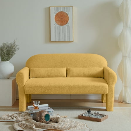 Modern Sofas, modern boucle loveseat for Living room, Yellow Rustic Sofas,Foam Fabric Sofas, Furniture Primary Living Space Sofas modern boucle loveseat for Living room