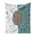 thumbnail image 1 of Modern Soft Flannel Fleece Blanket, Brain Image Left and Right Music Logic Artwork Side Science Educational Print, Cozy Plush for Indoor and Outdoor Use, 60" x 80", White Teal Umber, by Ambesonne, 1 of 6