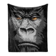 thumbnail image 1 of Modern Soft Flannel Fleece Blanket, Close up Gorilla Portrait with Orange Eyes Zoo Jungle Animal Wild Money Graphic, Cozy Plush for Indoor and Outdoor Use, 60" x 80", Grey Marigold, by Ambesonne, 1 of 6