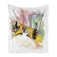 thumbnail image 1 of Modern Soft Flannel Fleece Blanket, Girl with Cat Taking Bath Spa Aroma Theraphy Relaxing Peaceful Massage Illustration, Cozy Plush for Indoor and Outdoor Use, 60" x 80", Multicolor, by Ambesonne, 1 of 5