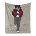 thumbnail image 1 of Modern Soft Flannel Fleece Blanket, Hipster Tiger in Sportswear Taking a Walk Adaptation to Urban City Theme, Cozy Plush for Indoor and Outdoor Use, 60" x 80", Ruby Sage Green Black, by Ambesonne, 1 of 5