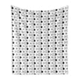 thumbnail image 1 of Modern Soft Flannel Fleece Blanket, Ocean Sea Life Fish Geometric Shapes Stripes Contemporary Artwork Image Print, Cozy Plush for Indoor and Outdoor Use, 50" x 60", Black and White, by Ambesonne, 1 of 5