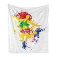 thumbnail image 1 of Modern Soft Flannel Fleece Blanket, Red Haired Fitness Girl Colorful Ink Splatter Effect Rainbow Colors Splashed Design, Cozy Plush for Indoor and Outdoor Use, 50" x 70", Multicolor, by Ambesonne, 1 of 5