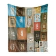 thumbnail image 1 of Modern Soft Flannel Fleece Blanket, Rusty Apartment Placards Nostalgic Once upon a Time Themed House Door Number Plates, Cozy Plush for Indoor and Outdoor Use, 60" x 80", Multicolor, by Ambesonne, 1 of 5