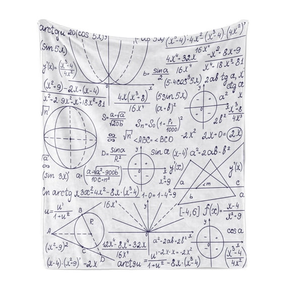 Modern Soft Flannel Fleece Blanket, School Genius Smart Student Math Geometry Science Numbers Formules Image Art, Cozy Plush for Indoor and Outdoor Use, 50" x 70", Dark Purple White, by Ambesonne