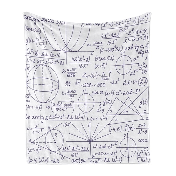Modern Soft Flannel Fleece Blanket, School Genius Smart Student Math Geometry Science Numbers Formules Image Art, Cozy Plush for Indoor and Outdoor Use, 60" x 80", Dark Purple White, by Ambesonne