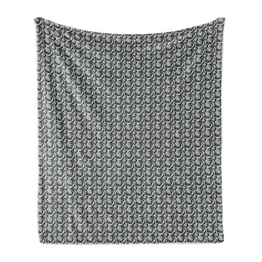 Modern Soft Flannel Fleece Blanket, Spiral Symmetric Circles Grunge Graffiti Tattoo Gothic Minimalist Swirl Pattern, Cozy Plush for Indoor and Outdoor Use, 50" x 60", Black and White, by Ambesonne