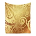 thumbnail image 1 of Modern Soft Flannel Fleece Blanket, Vector Canvas Design Floral Swirls Leaves Spring Nature Inspired Image, Cozy Plush for Indoor and Outdoor Use, 70" x 90", Earth Yellow and Brown, by Ambesonne, 1 of 6