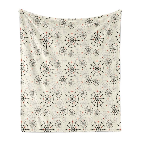 Modern Soft Flannel Fleece Throw Blanket, Abstract Far Eastern Design with Colorful Shadowy Backdrop, Cozy Plush for Indoor and Outdoor Use, 60" x 80", Multicolor, by Ambesonne