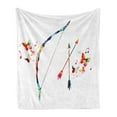 thumbnail image 1 of Modern Soft Flannel Fleece Throw Blanket, Abstract Unusual Bow and Arrow with Butterflies Music Notes Floral Design Print, Cozy Plush for Indoor and Outdoor Use, 50" x 60", Multicolor, by Ambesonne, 1 of 5