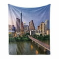 thumbnail image 1 of Modern Soft Flannel Fleece Throw Blanket, Austin Texas American City Bridge over the Lake Skyscrapers USA Downtown Picture, Cozy Plush for Indoor and Outdoor Use, 50" x 60", Multicolor, by Ambesonne, 1 of 6