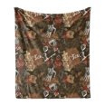 thumbnail image 1 of Modern Soft Flannel Fleece Throw Blanket, Coffee Culture Theme with Italian Espresso French Press Tea Artwork, Cozy Plush for Indoor and Outdoor Use, 50" x 70", Caramel Brown Redwood, by Ambesonne, 1 of 5