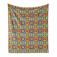 thumbnail image 1 of Modern Soft Flannel Fleece Throw Blanket, Colorful Design of Quirky Shapes and Geometric Formation Circles and Triangles, Cozy Plush for Indoor and Outdoor Use, 50" x 60", Multicolor, by Ambesonne, 1 of 5
