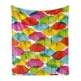 thumbnail image 1 of Modern Soft Flannel Fleece Throw Blanket, Colorful Umbrella in Vibrant Tones Abstract Rain Themed Display, Cozy Plush for Indoor and Outdoor Use, 50" x 70", Multicolor, by Ambesonne, 1 of 5