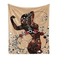 thumbnail image 1 of Modern Soft Flannel Fleece Throw Blanket, Contemporary Design Geometric Shapes Lines Circle with Women Image, Cozy Plush for Indoor and Outdoor Use, 60" x 80", Sand Brown Seal Brown, by Ambesonne, 1 of 6