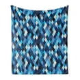 thumbnail image 1 of Modern Soft Flannel Fleece Throw Blanket, Fashion Triangles Hexagons and Geometrical Shapes in Blue and White Colors Image, Cozy Plush for Indoor and Outdoor Use, 60" x 80", Multicolor, by Ambesonne, 1 of 6