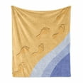 thumbnail image 1 of Modern Soft Flannel Fleece Throw Blanket, Footprints Sand Realistic Print near Ocean Waves Digital Image, Cozy Plush for Indoor and Outdoor Use, 50" x 70", Baby Blue Apricot, by Ambesonne, 1 of 6
