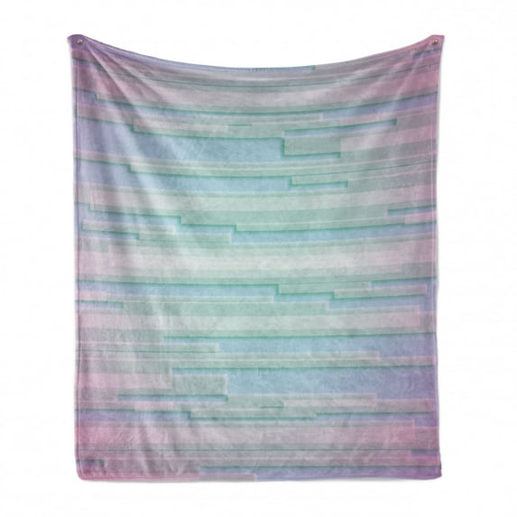 Modern Soft Flannel Fleece Throw Blanket, Fractal Abstract Minimalist Digital Futuristic Style Pattern Computer Art Print, Cozy Plush for Indoor and Outdoor Use, 50" x 60", Lilac Blue, by Ambesonne