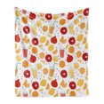 thumbnail image 1 of Modern Soft Flannel Fleece Throw Blanket, Fruits Pomegranate Orange Juice Kitchen Lemon Yummy Food Illustration, Cozy Plush for Indoor and Outdoor Use, 50" x 60", Apricot Ruby, by Ambesonne, 1 of 5