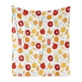 thumbnail image 1 of Modern Soft Flannel Fleece Throw Blanket, Fruits Pomegranate Orange Juice Kitchen Lemon Yummy Food Illustration, Cozy Plush for Indoor and Outdoor Use, 70" x 90", Apricot Ruby, by Ambesonne, 1 of 5