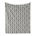 thumbnail image 1 of Modern Soft Flannel Fleece Throw Blanket, Geometric Design with Borders Stripes Lines Artwork, Cozy Plush for Indoor and Outdoor Use, 50" x 70", Dark Taupe and White, by Ambesonne, 1 of 5