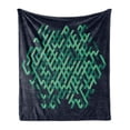 thumbnail image 1 of Modern Soft Flannel Fleece Throw Blanket, Geometric with Ombre Elements Colored Lines Maze Like Circle Round Seem Image, Cozy Plush for Indoor and Outdoor Use, 50" x 60", Green and Blue, by Ambesonne, 1 of 6